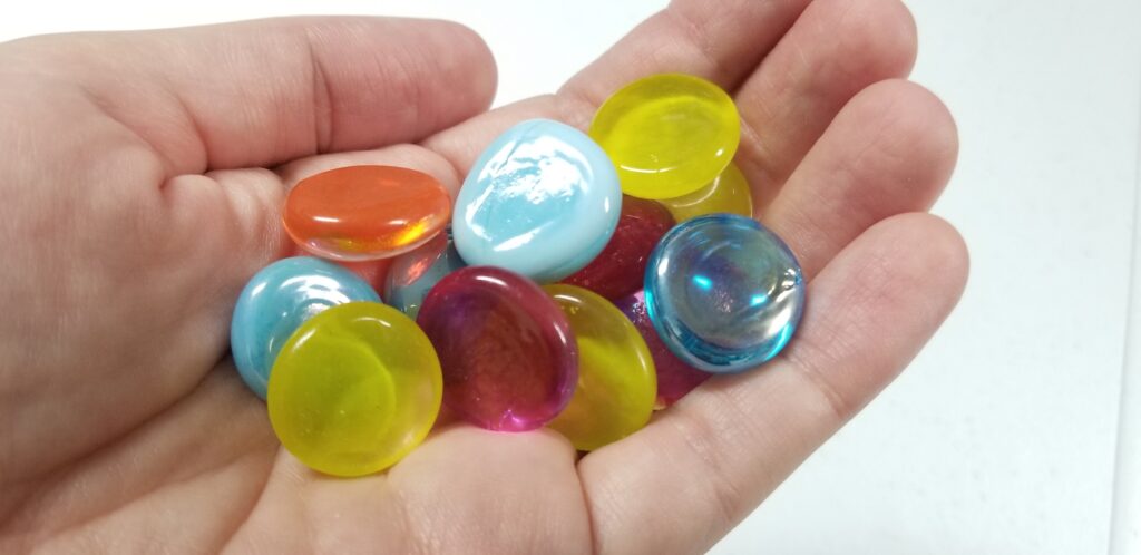 handful of glass beads colorful