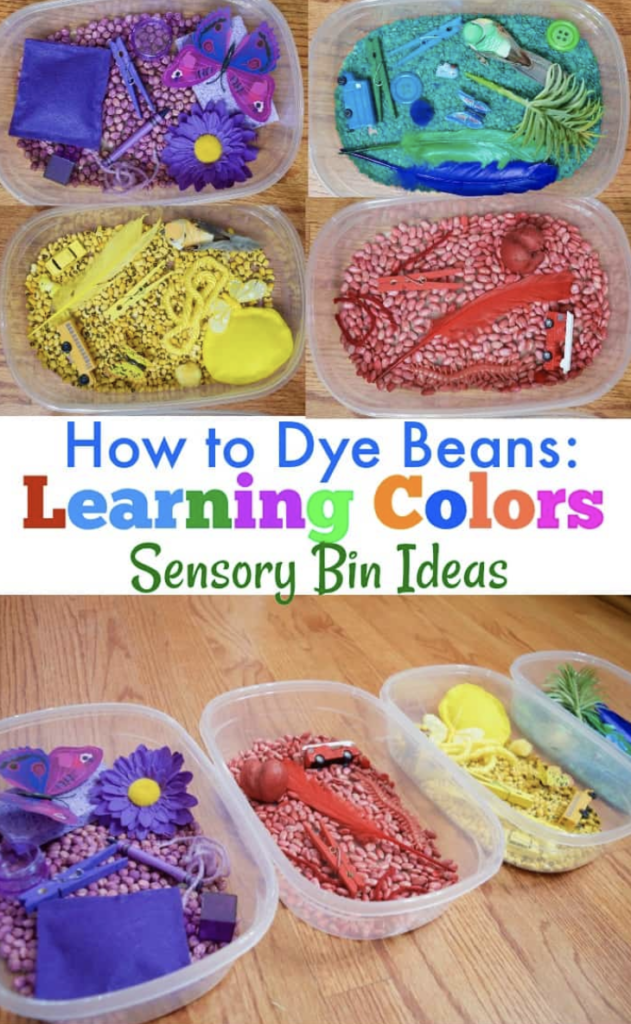 colorful sensory bins