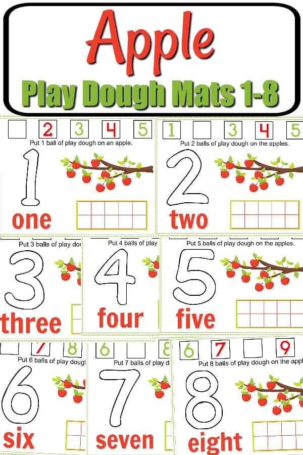 fall apple play dough mat 